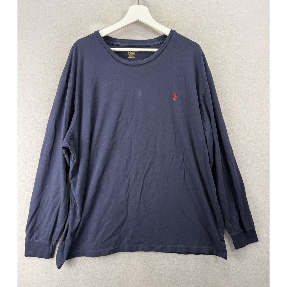 Polo Ralph Lauren T Shirt Men 2XL Navy Long Sleeve Crewneck Red Pony Logo Tee